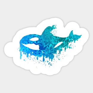 Blue Floral Orca Sticker